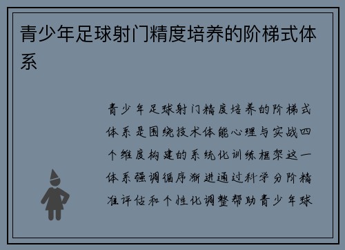 青少年足球射门精度培养的阶梯式体系